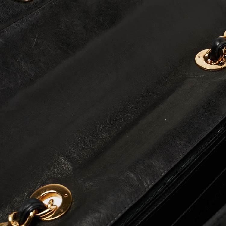 Pre Owned Chanel Black Quilted Leather Jumbo CC Flap Bag
