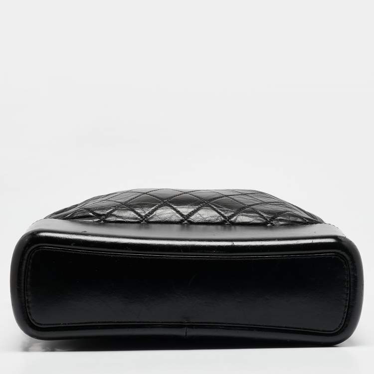 Pre Owned Chanel Black Quilted Aged Leather Large Gabrielle Hobo