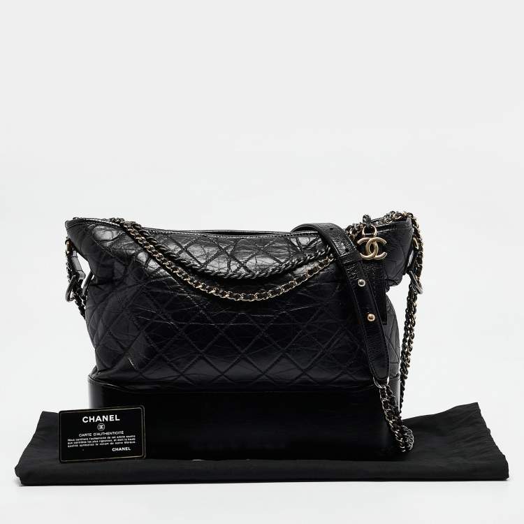 Pre Owned Chanel Black Quilted Aged Leather Large Gabrielle Hobo