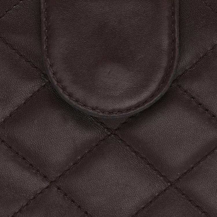 Pre Owned Chanel Brown Quilted Leather Cambon Ligne Compact Wallet