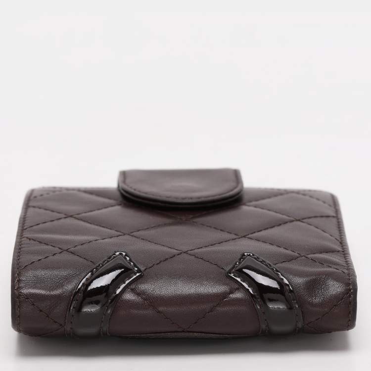 Pre Owned Chanel Brown Quilted Leather Cambon Ligne Compact Wallet
