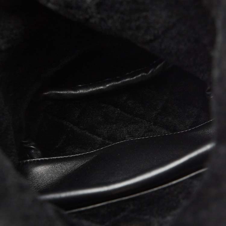 Pre Owned Chanel Black Quilted Leather and Shearling Paris-Hamburg Backpack
