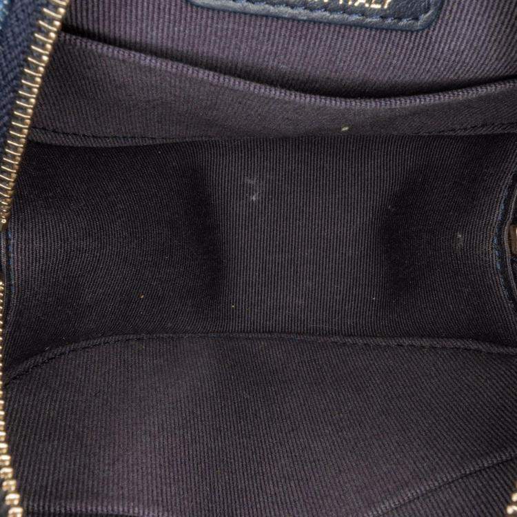 Pre Owned Chanel Blue Denim 19 Round Clutch with Chain