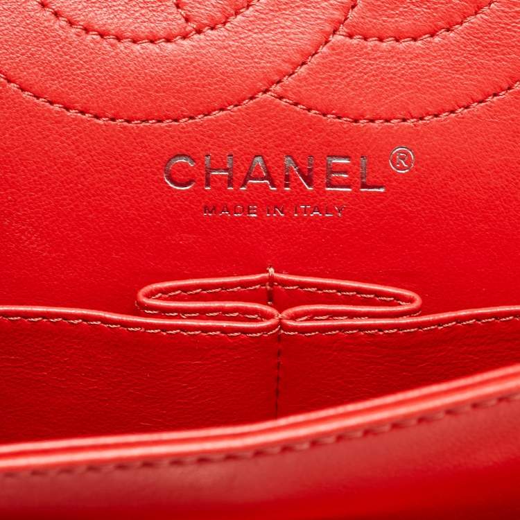 Pre Owned Chanel Orange Quilted Patent Leather 226 Reissue 2.55 Flap Bag