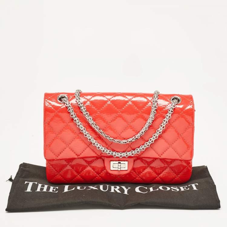 Pre Owned Chanel Orange Quilted Patent Leather 226 Reissue 2.55 Flap Bag