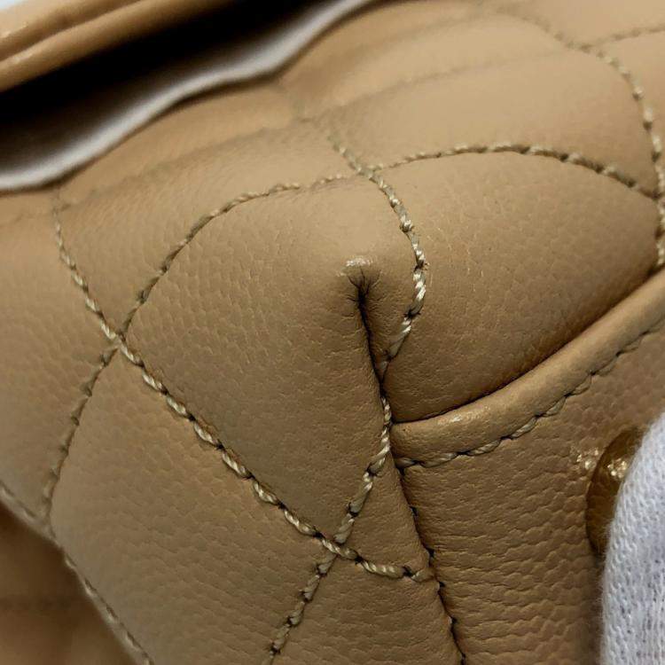 Pre Owned Chanel Beige Caviar Leather  Coco Handle XS Shoulder Bag