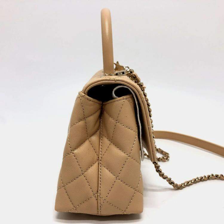 Pre Owned Chanel Beige Caviar Leather  Coco Handle XS Shoulder Bag