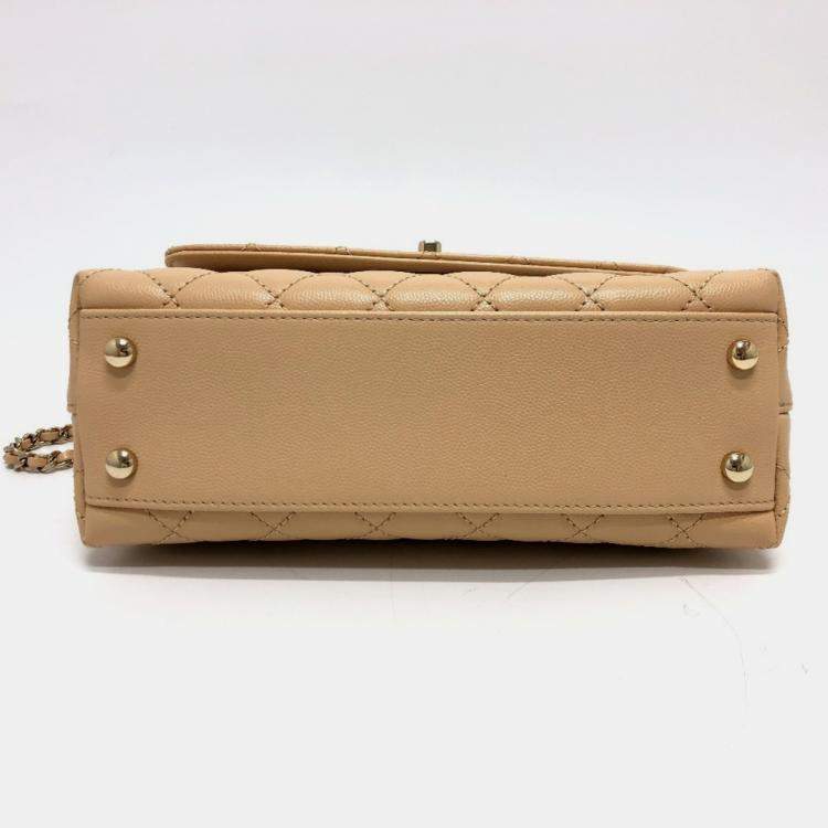 Pre Owned Chanel Beige Caviar Leather  Coco Handle XS Shoulder Bag