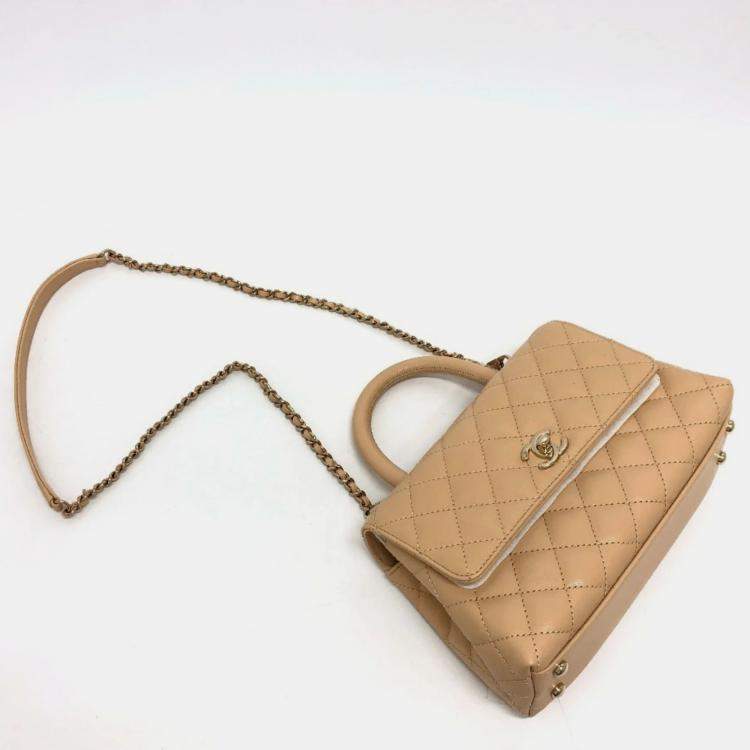 Pre Owned Chanel Beige Caviar Leather  Coco Handle XS Shoulder Bag