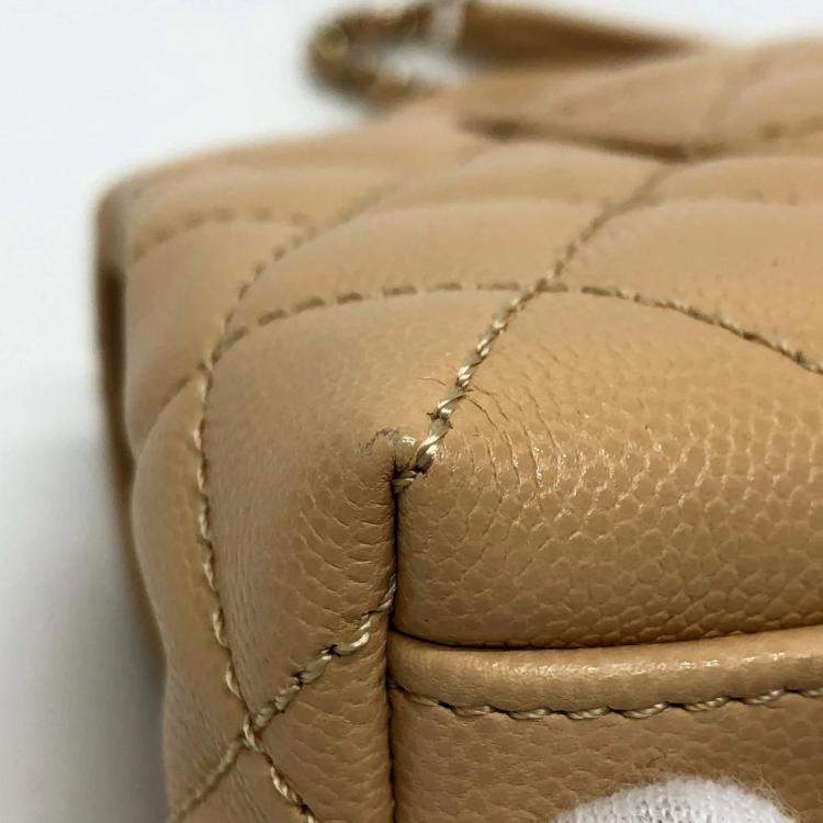Pre Owned Chanel Beige Caviar Leather  Coco Handle XS Shoulder Bag
