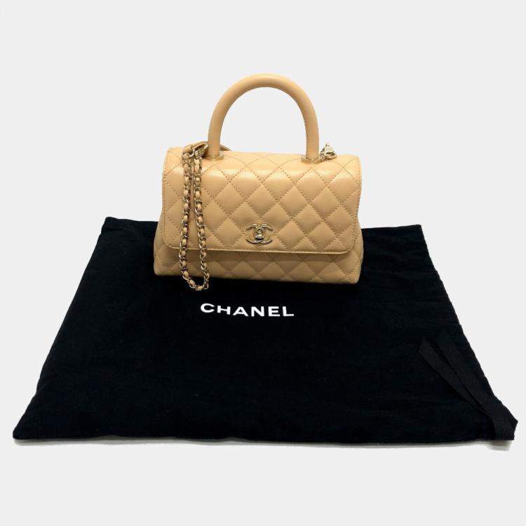 Pre Owned Chanel Beige Caviar Leather  Coco Handle XS Shoulder Bag