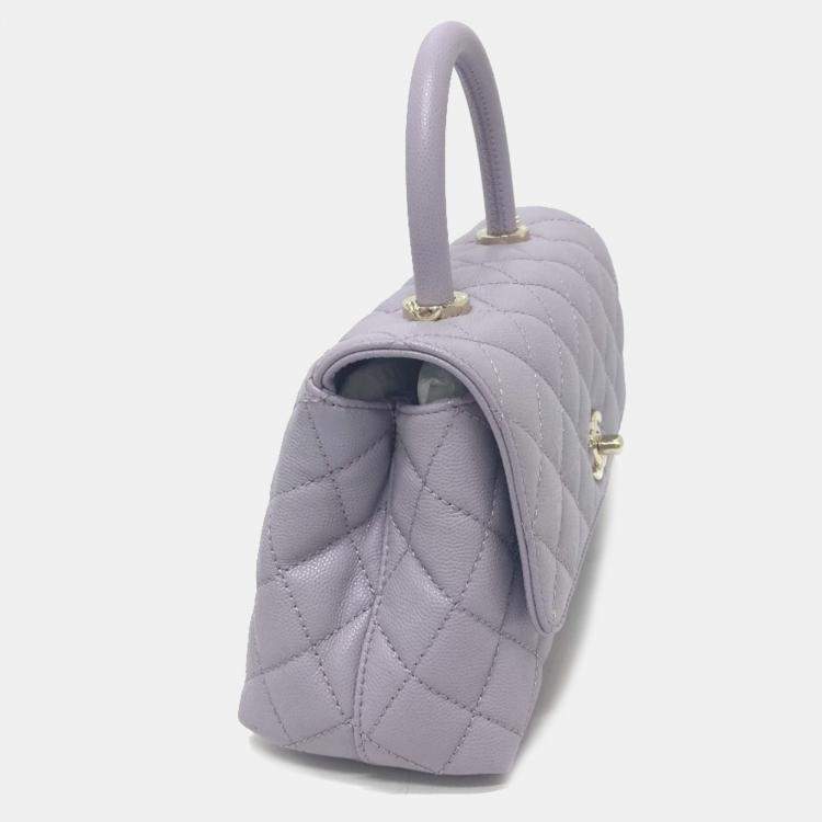 Pre Owned Chanel Purple Caviar Leather  Coco Handle Shoulder Bag