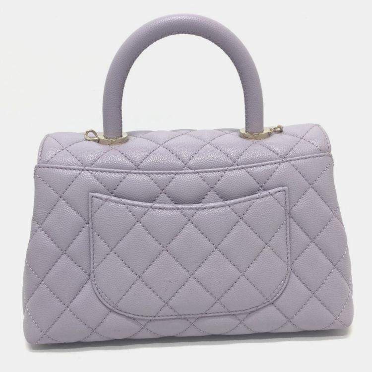 Pre Owned Chanel Purple Caviar Leather  Coco Handle Shoulder Bag