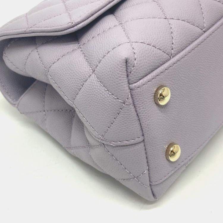 Pre Owned Chanel Purple Caviar Leather  Coco Handle Shoulder Bag