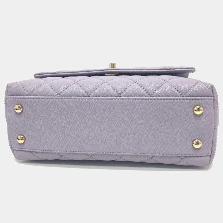 Pre Owned Chanel Purple Caviar Leather  Coco Handle Shoulder Bag