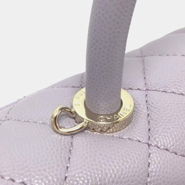 Pre Owned Chanel Purple Caviar Leather  Coco Handle Shoulder Bag
