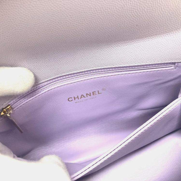 Pre Owned Chanel Purple Caviar Leather  Coco Handle Shoulder Bag