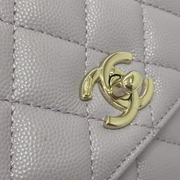 Pre Owned Chanel Purple Caviar Leather  Coco Handle Shoulder Bag