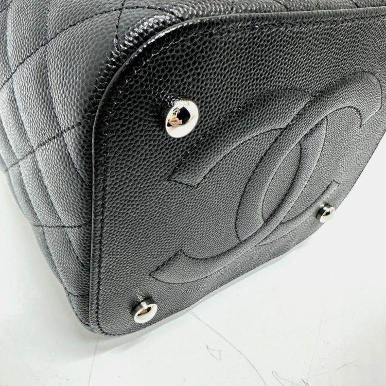Pre Owned Chanel Black Caviar Leather Quilted Chain Bag