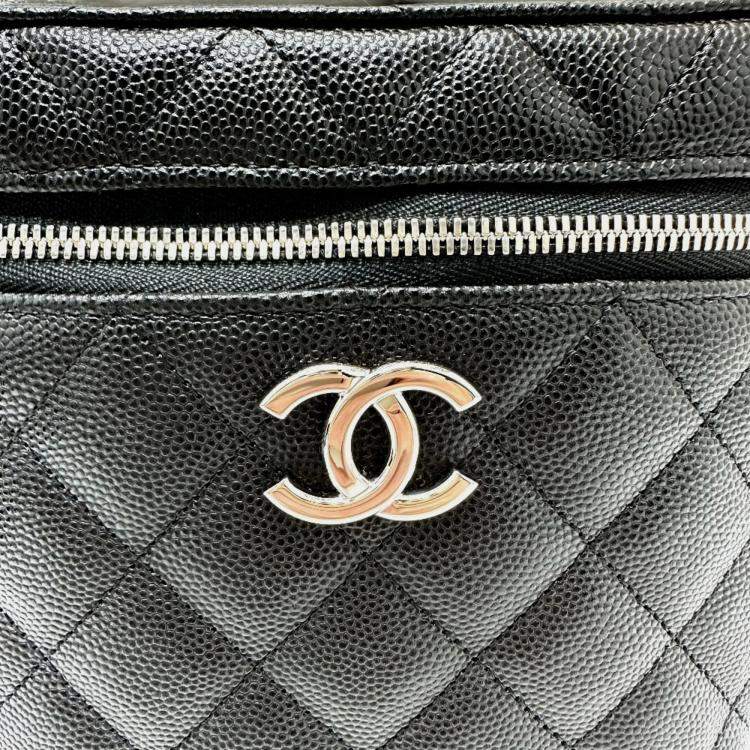 Pre Owned Chanel Black Caviar Leather Quilted Chain Bag