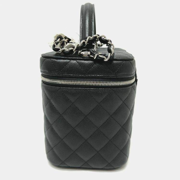 Pre Owned Chanel Black Caviar Leather Quilted Chain Bag