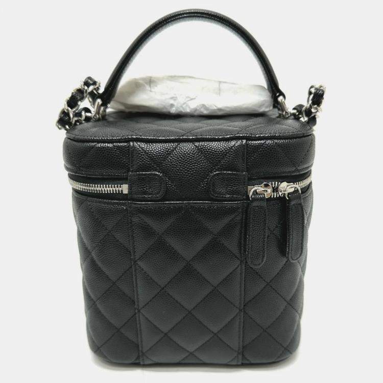 Pre Owned Chanel Black Caviar Leather Quilted Chain Bag