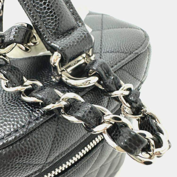 Pre Owned Chanel Black Caviar Leather Quilted Chain Bag