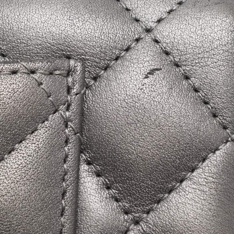 Pre Owned Chanel Dark Grey Quilted Leather Mini Rectangle Classic Single Flap bag