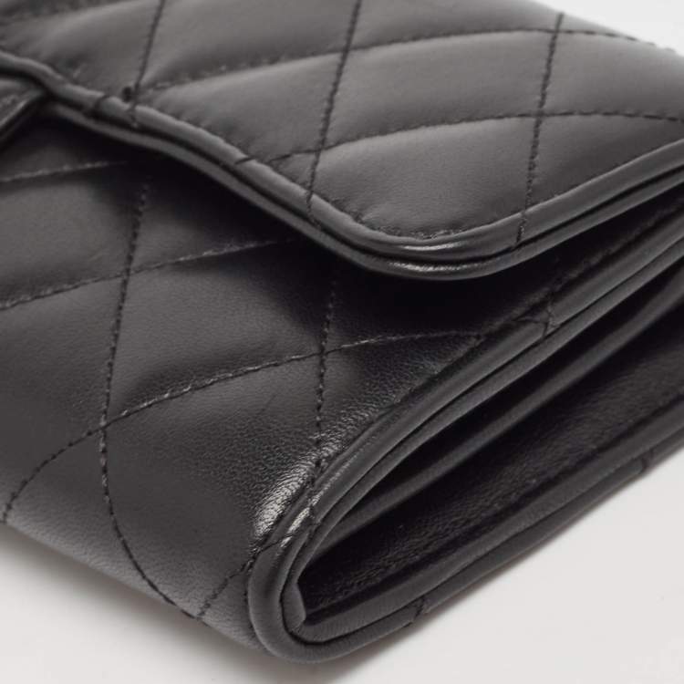 Pre Owned Chanel Black Quilted Leather Classic Flap Continental Wallet