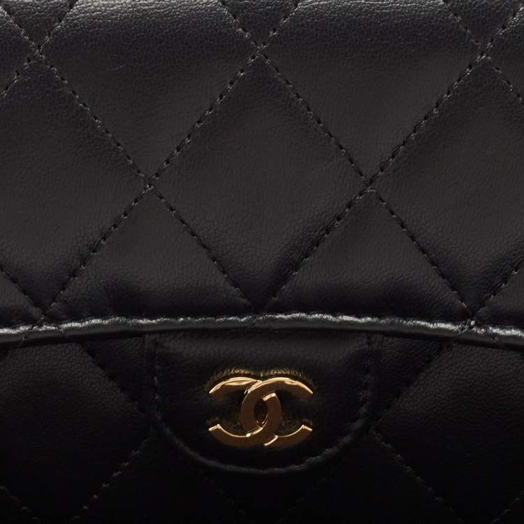 Pre Owned Chanel Black Quilted Leather Classic Flap Continental Wallet