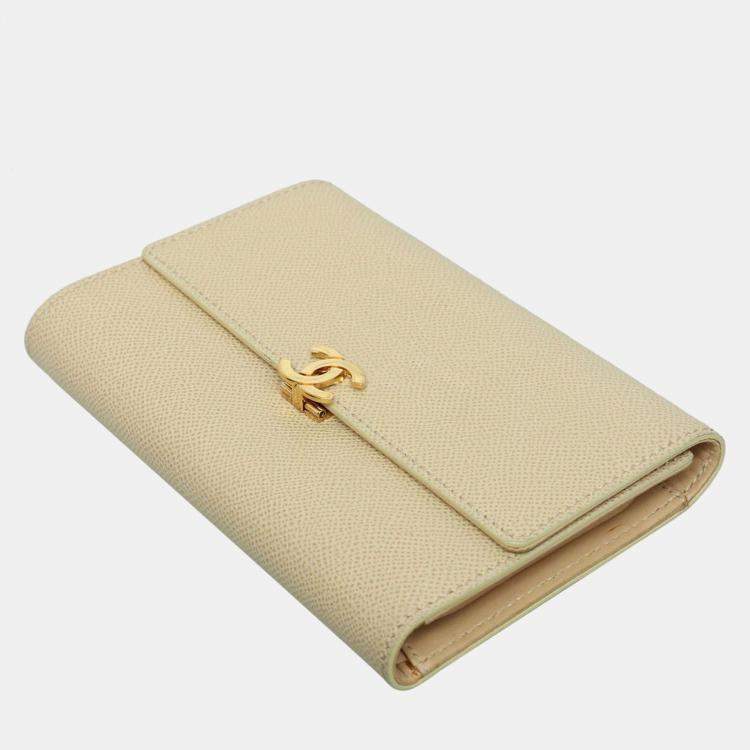 Pre Owned Chanel Beige CC Flap Long Wallet