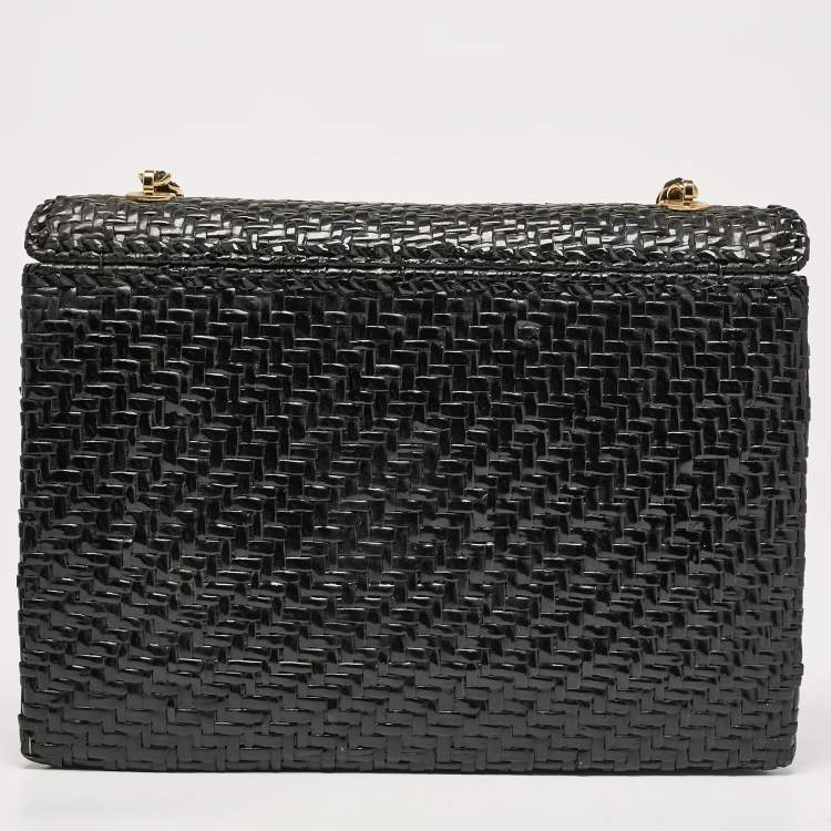 Pre Owned Chanel Black Woven Wicker Jumbo Classic Flap Bag