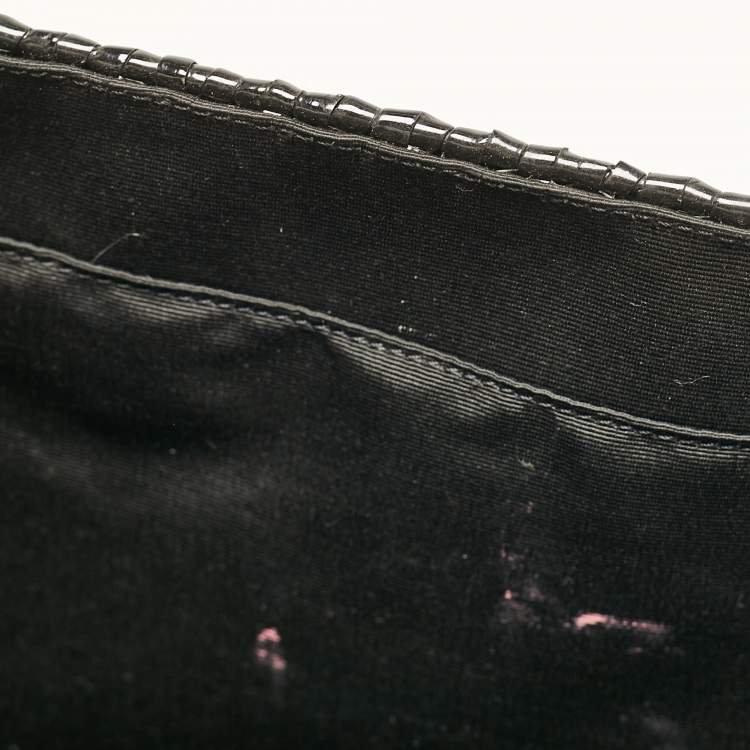 Pre Owned Chanel Black Woven Wicker Jumbo Classic Flap Bag