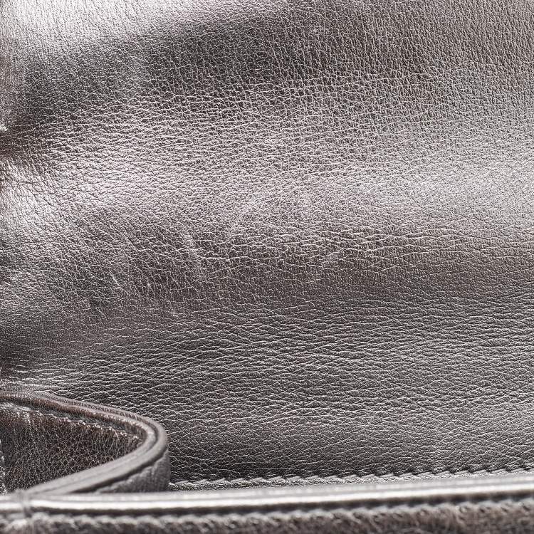 Pre Owned Chanel Metallic Coco Embossed Leather Mini Square Flap Bag