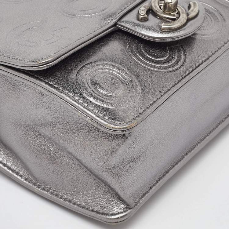 Pre Owned Chanel Metallic Coco Embossed Leather Mini Square Flap Bag