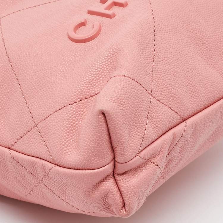 Pre Owned Chanel Pink Quilted Caviar Leather Mini 22 Chain Bag