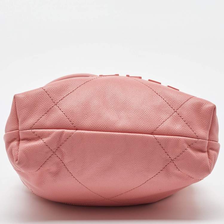 Pre Owned Chanel Pink Quilted Caviar Leather Mini 22 Chain Bag