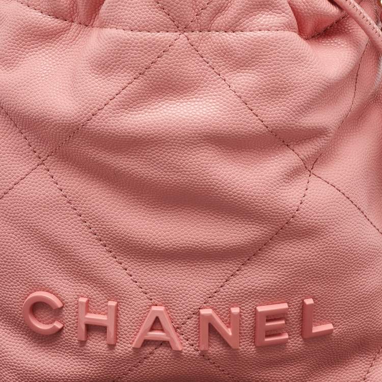 Pre Owned Chanel Pink Quilted Caviar Leather Mini 22 Chain Bag