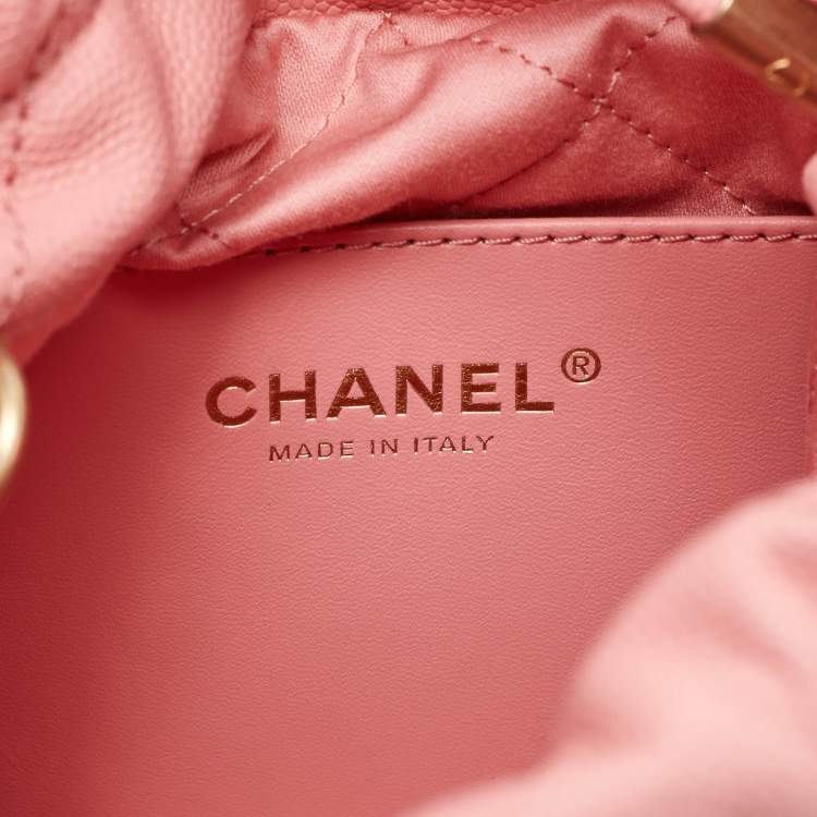 Pre Owned Chanel Pink Quilted Caviar Leather Mini 22 Chain Bag