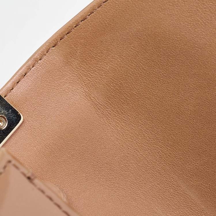 Pre Owned Chanel Beige Quilted Patent Leather Small Boy Flap Bag