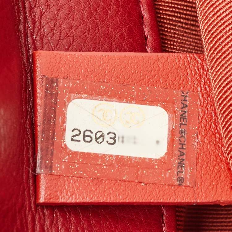 Pre Owned Chanel Red Chevron Leather Rock The Corner Minaudiere Bag