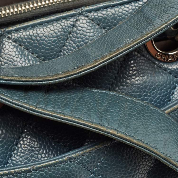 Pre Owned Chanel Blue Quilted Caviar Leather GST Tote