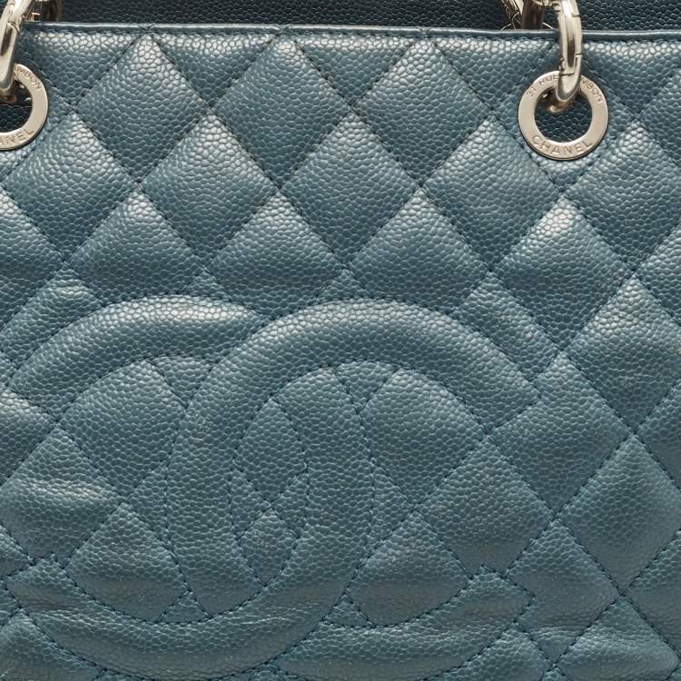 Pre Owned Chanel Blue Quilted Caviar Leather GST Tote