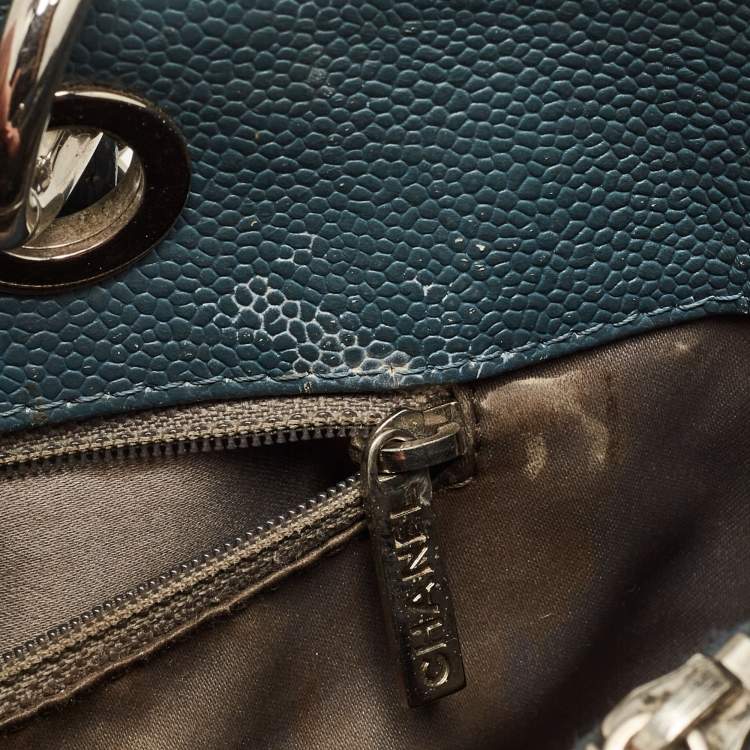 Pre Owned Chanel Blue Quilted Caviar Leather GST Tote