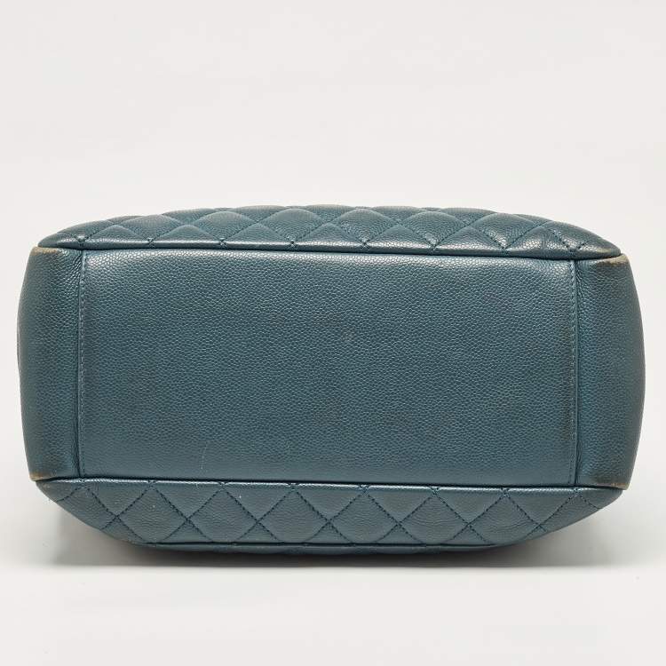 Pre Owned Chanel Blue Quilted Caviar Leather GST Tote