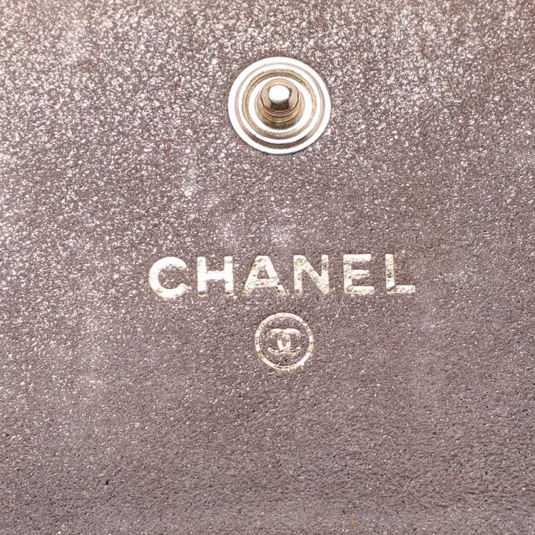 Pre Owned Chanel Beige Coated Tweed CC Flap Wallet