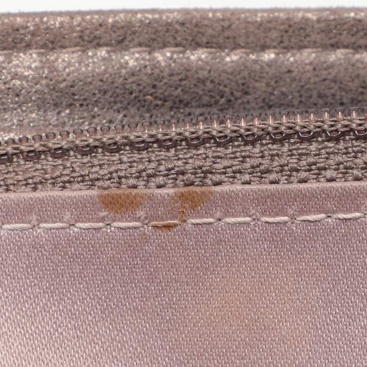 Pre Owned Chanel Beige Coated Tweed CC Flap Wallet