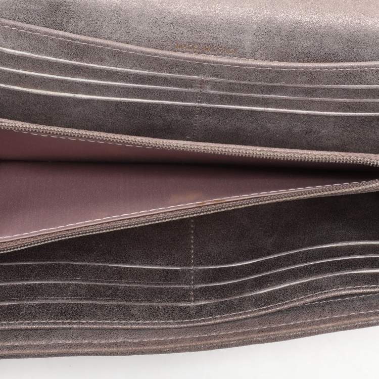 Pre Owned Chanel Beige Coated Tweed CC Flap Wallet