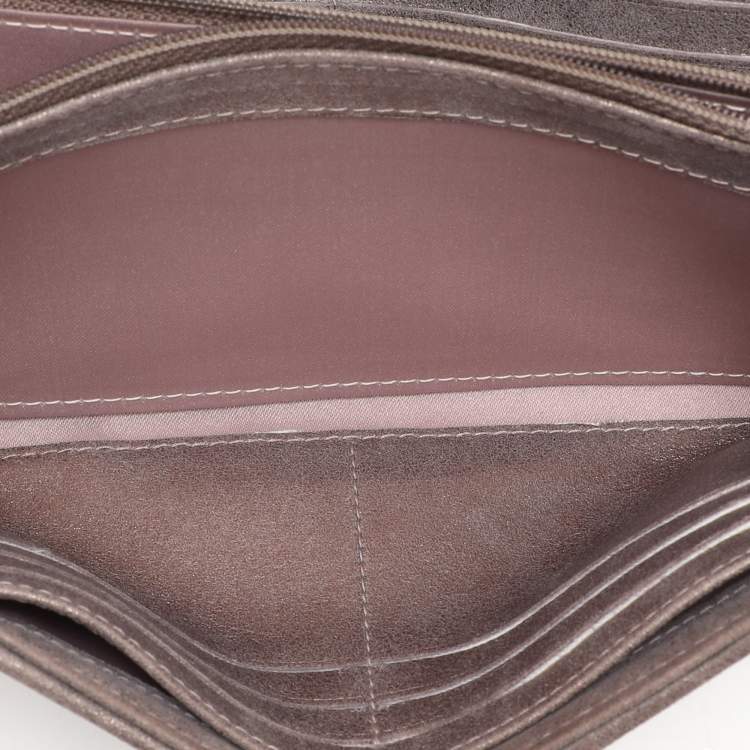 Pre Owned Chanel Beige Coated Tweed CC Flap Wallet