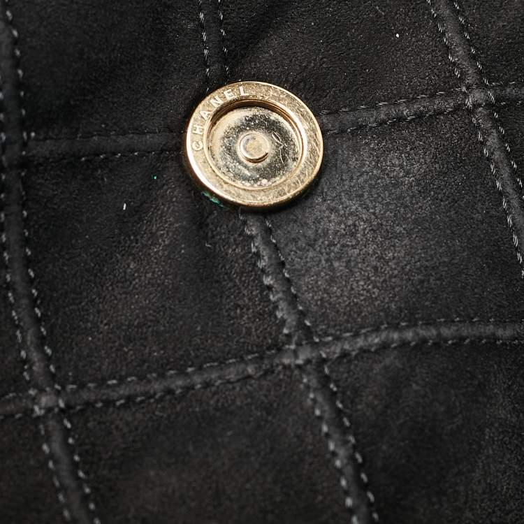 Pre Owned Chanel Black Diamond Stitched Suede Lovely Chains Flap Bag